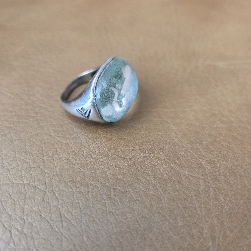 Silpada Silver Ring with Heirloom Ring With Green Stone